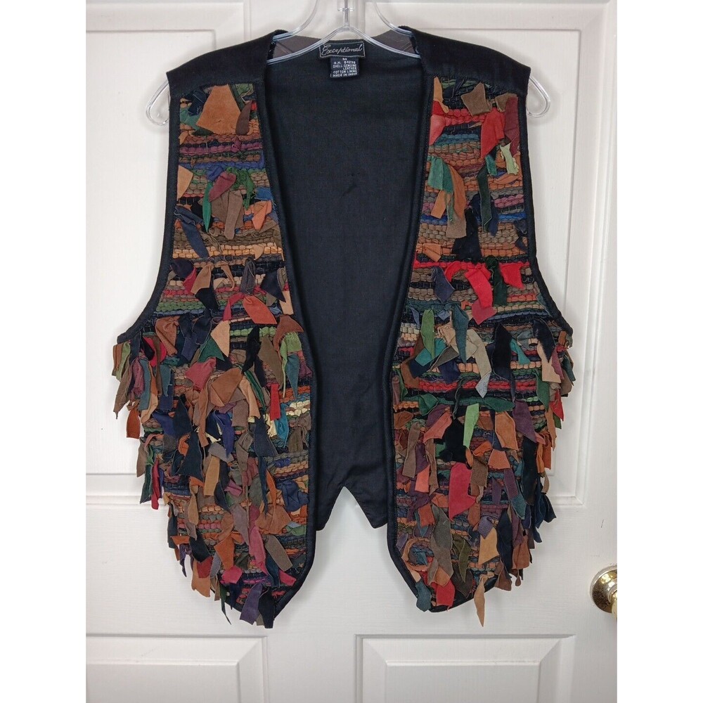 Exceptional Vest Men's Medium Leather Strand Made In India Boho Hippie EUC